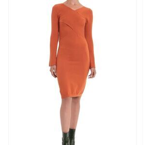 Donna Morgan Taylor Knit Dress Burnt Orange Color Size XL